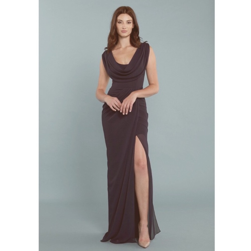 Katie May “Farrah” black formal draped gown NWWOT